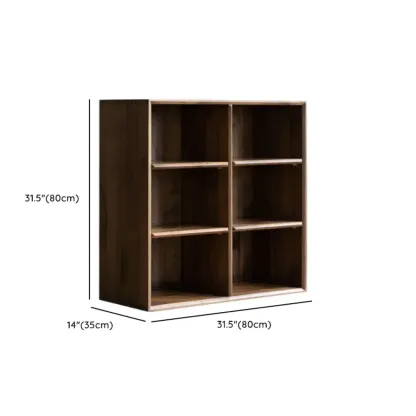 Wood Brown Cube Storage Bookcase with Drawers #size
