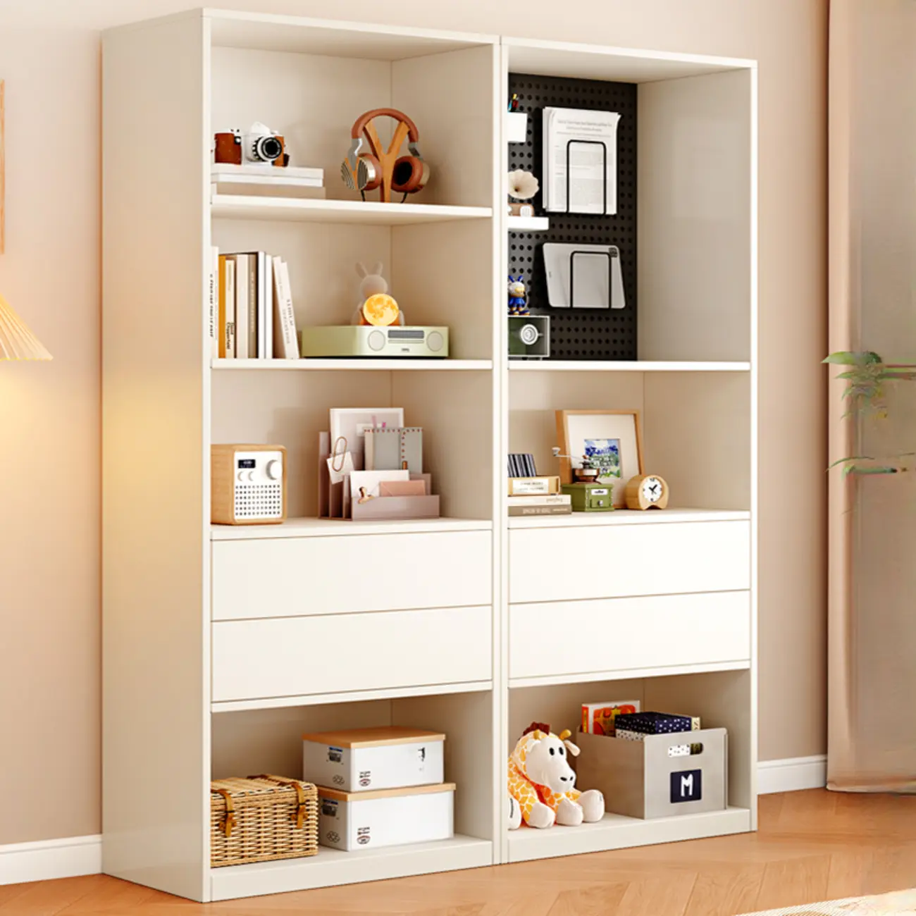 47"L White Wooden 5-Tier Cube Storage Bookcase Image - 2 | homeyfad