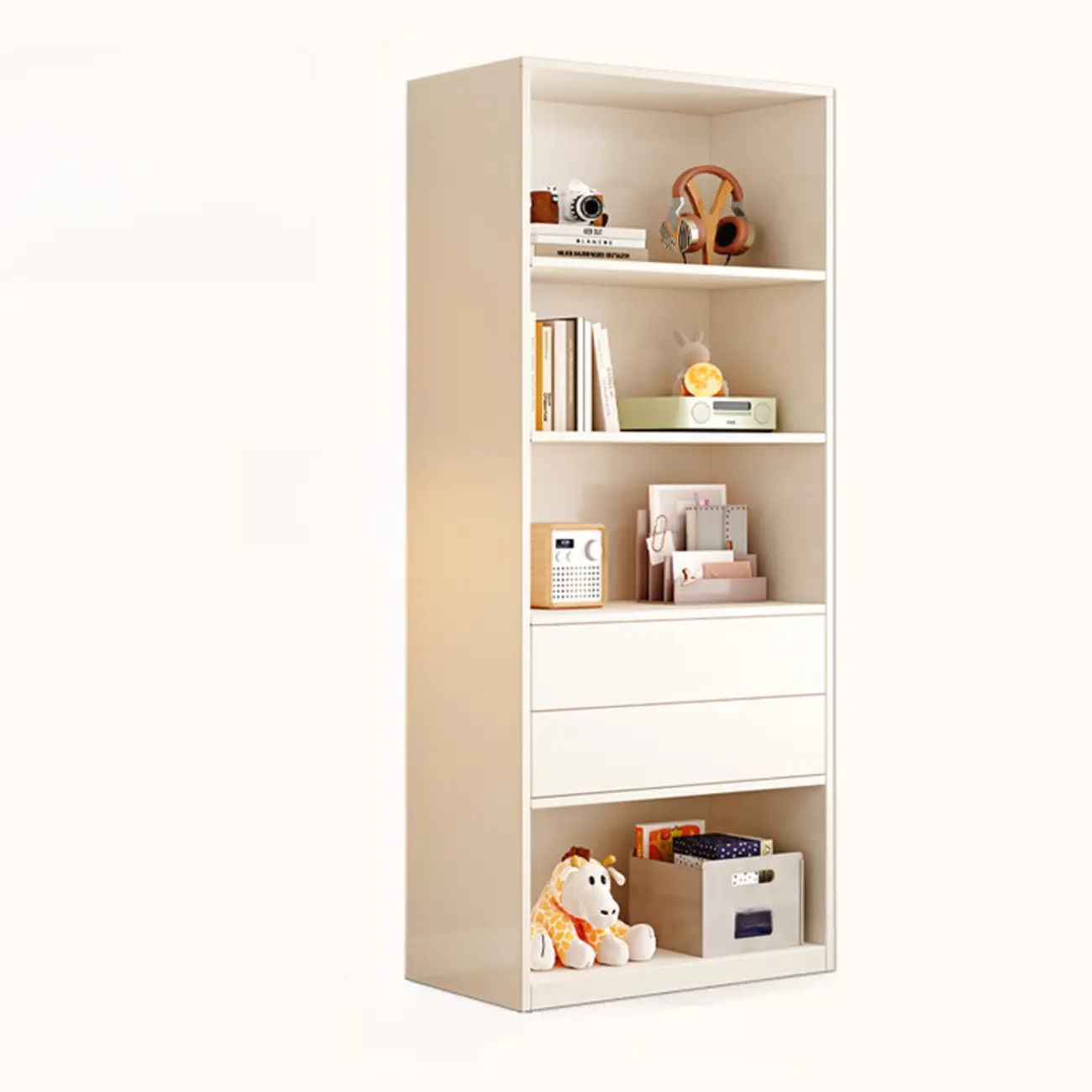 47"L White Wooden 5-Tier Cube Storage Bookcase Image - 3 | homeyfad