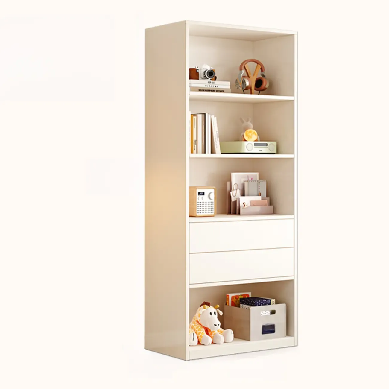 47"L White Wooden 5-Tier Cube Storage Bookcase Image - 3