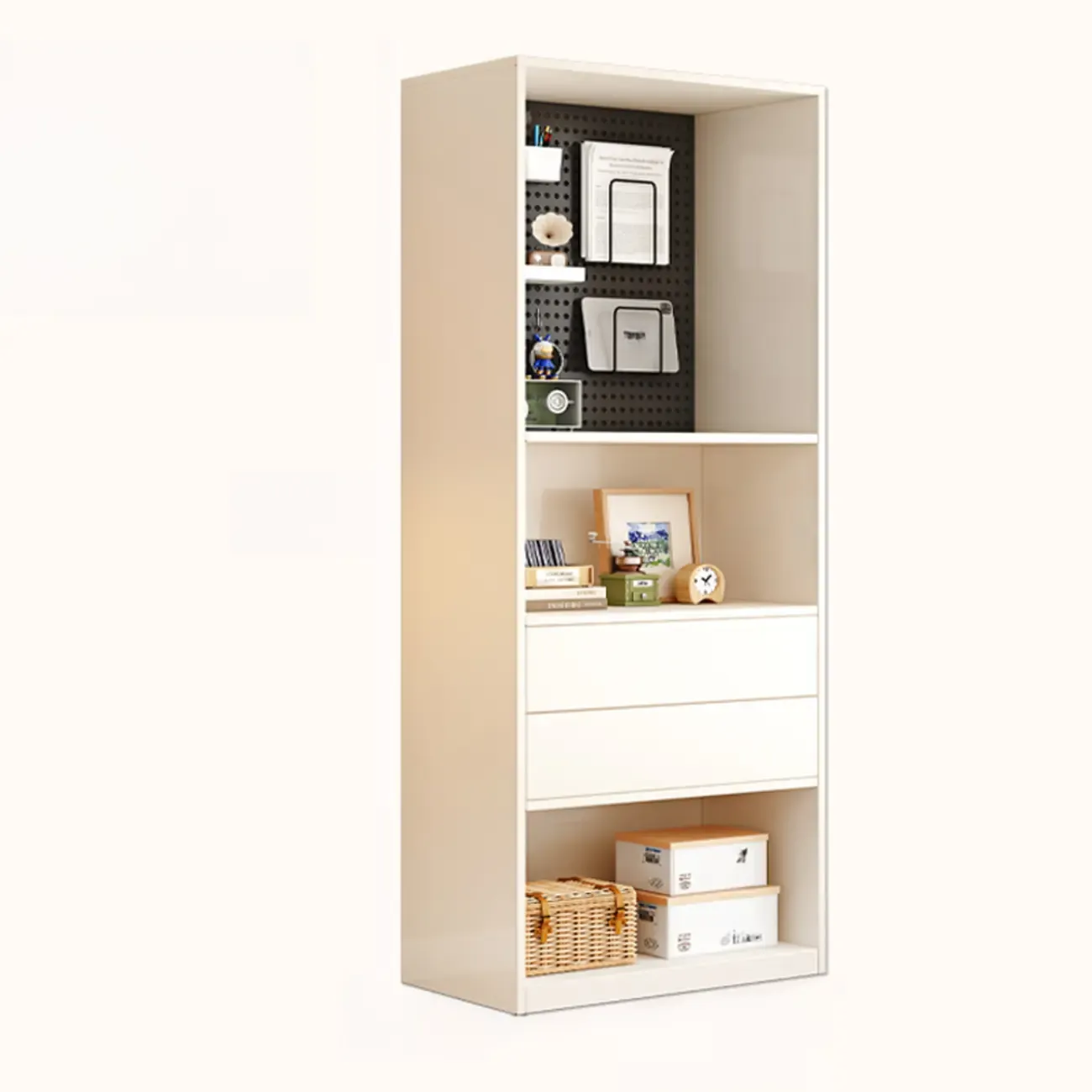 47"L White Wooden 5-Tier Cube Storage Bookcase Image - 4