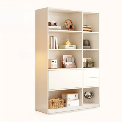 47"L White Wooden 5-Tier Cube Storage Bookcase Image - 6