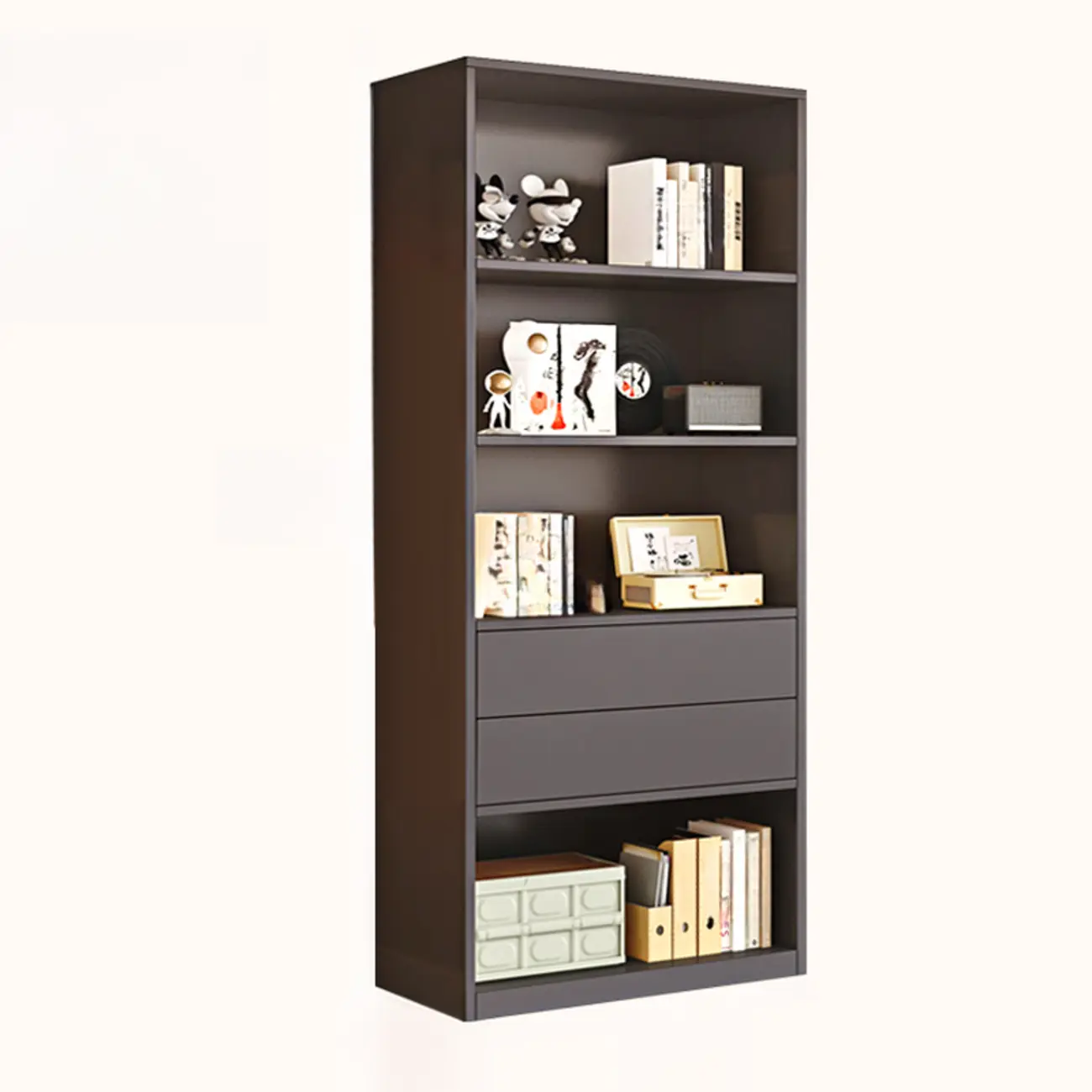47"L White Wooden 5-Tier Cube Storage Bookcase Image - 7 | homeyfad