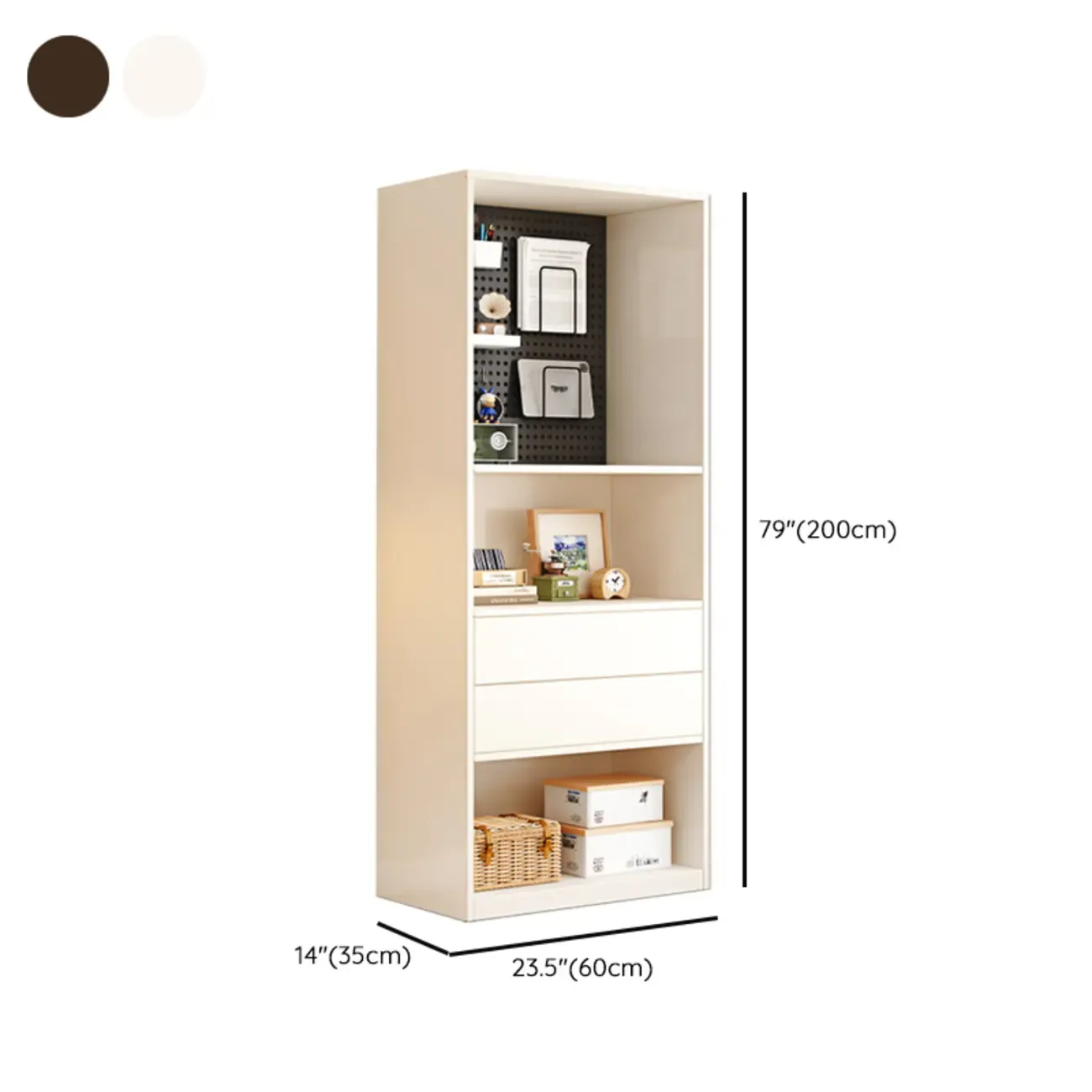 47"L White Wooden 5-Tier Cube Storage Bookcase Image - 13