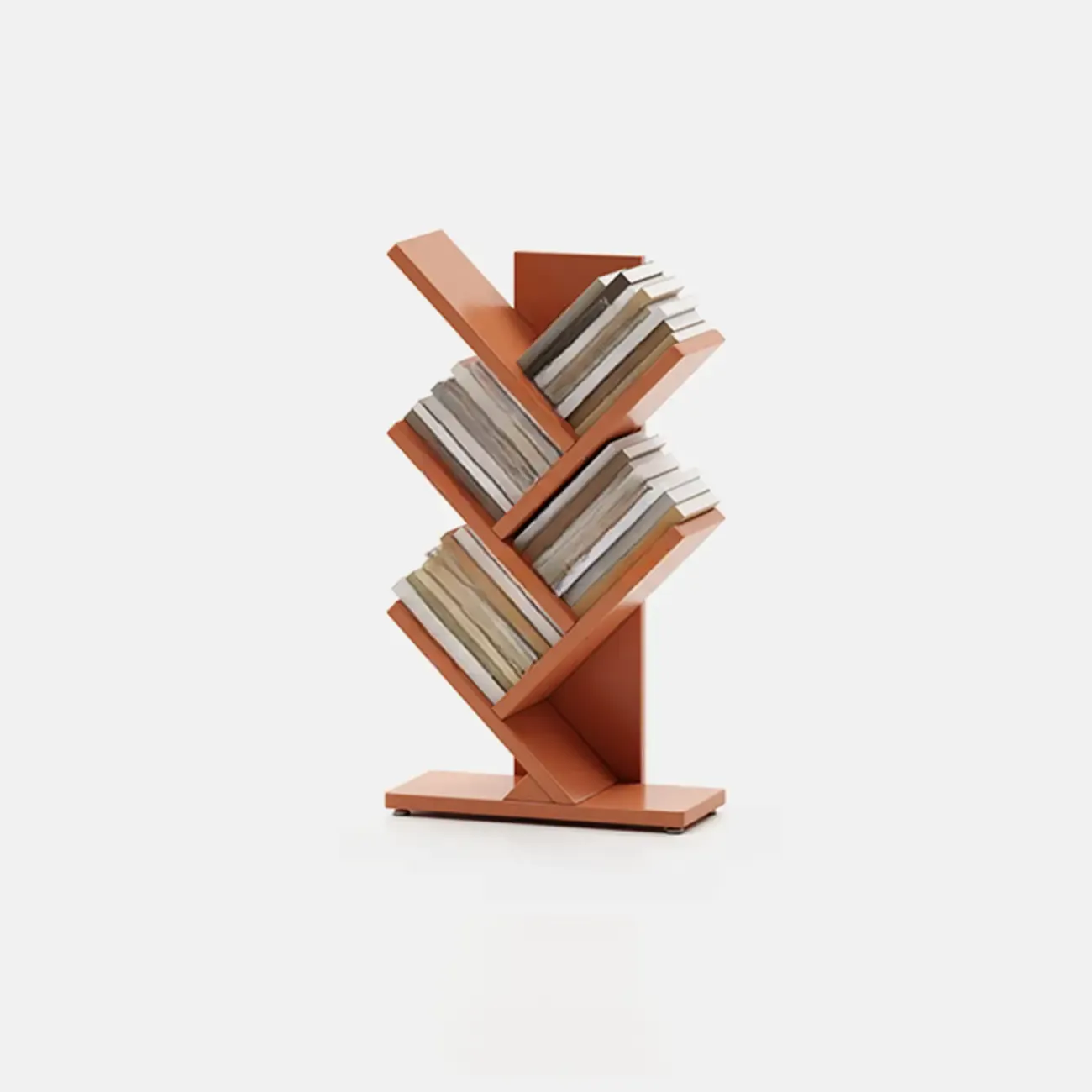 Black Wood Tree-Shaped Vertical Display Bookcase Image - 9