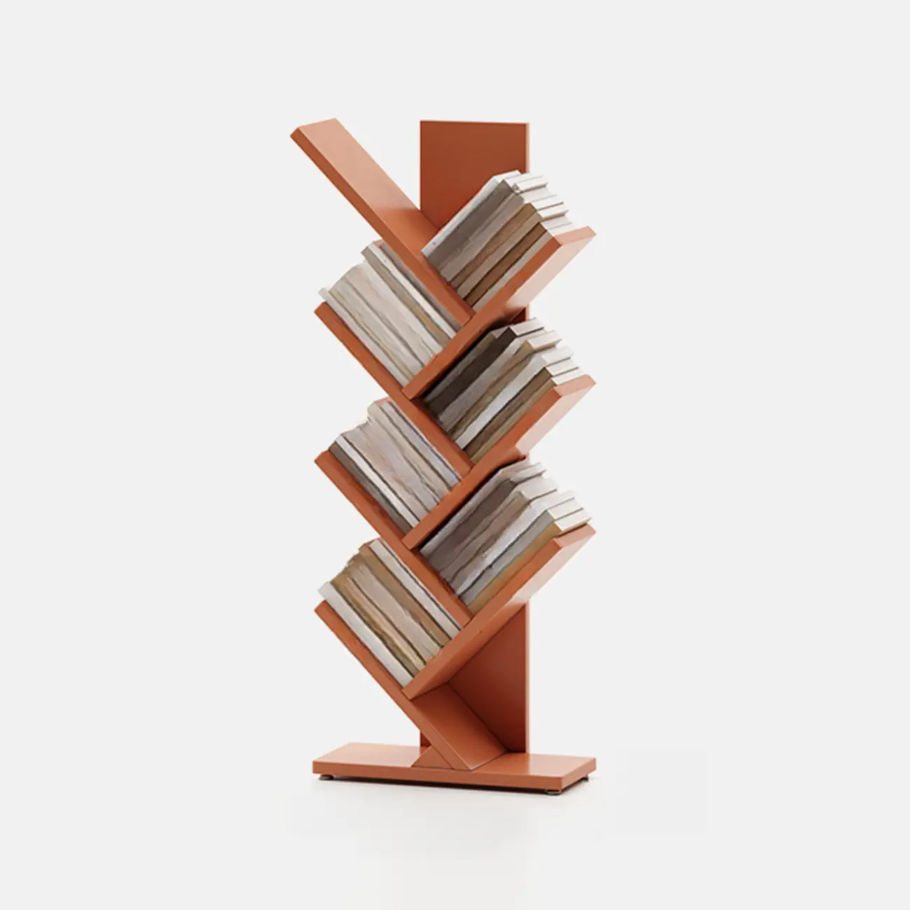 Black Wood Tree-Shaped Vertical Display Bookcase Image - 10 | homeyfad