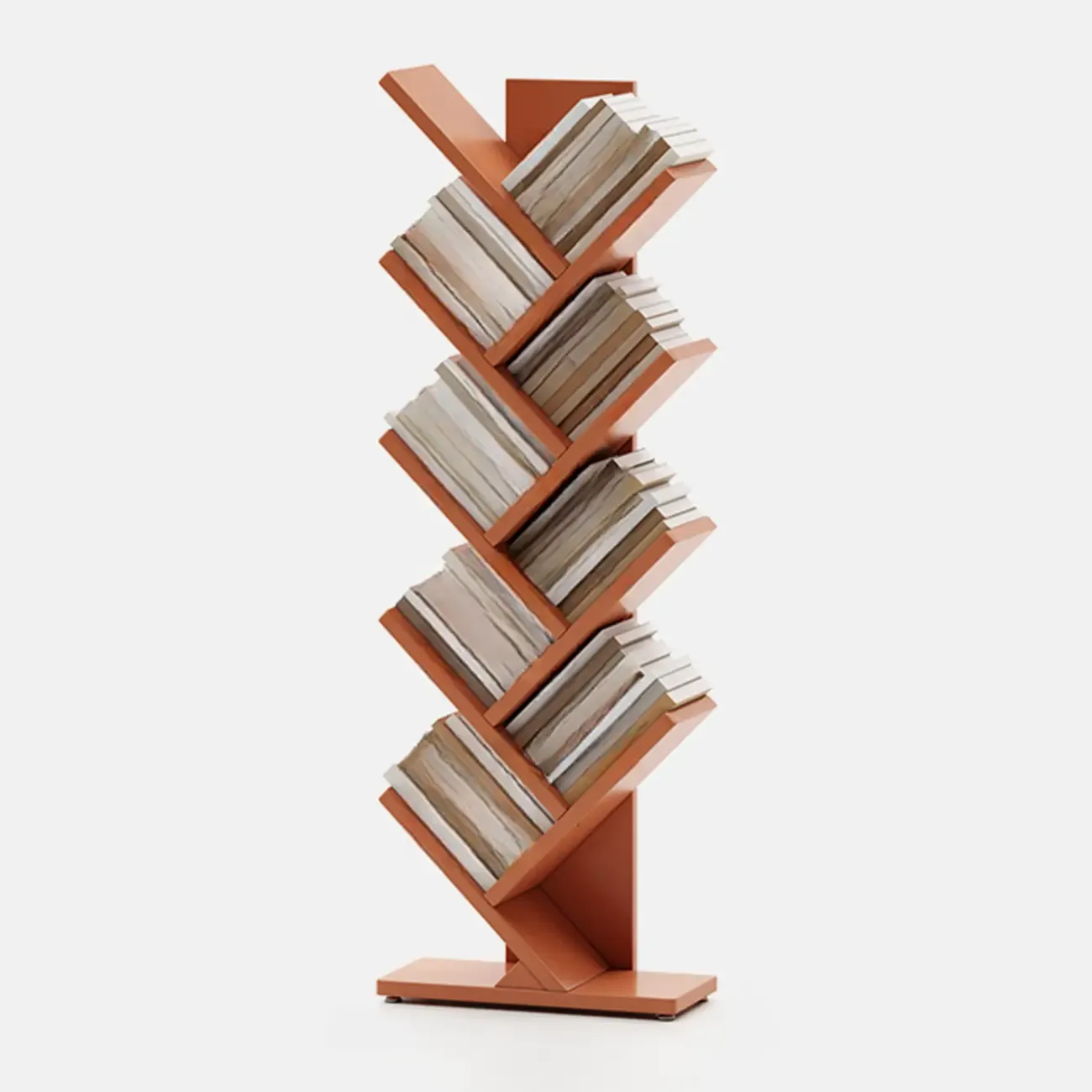 Black Wood Tree-Shaped Vertical Display Bookcase Image - 11