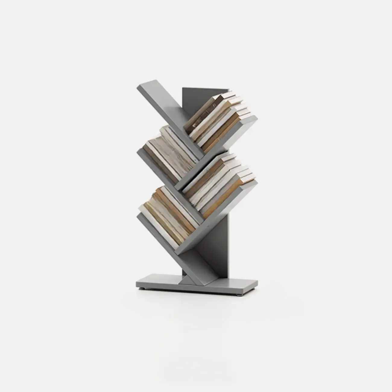 Black Wood Tree-Shaped Vertical Display Bookcase Image - 12