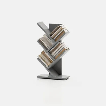 Black Wood Tree-Shaped Vertical Display Bookcase Image - 12