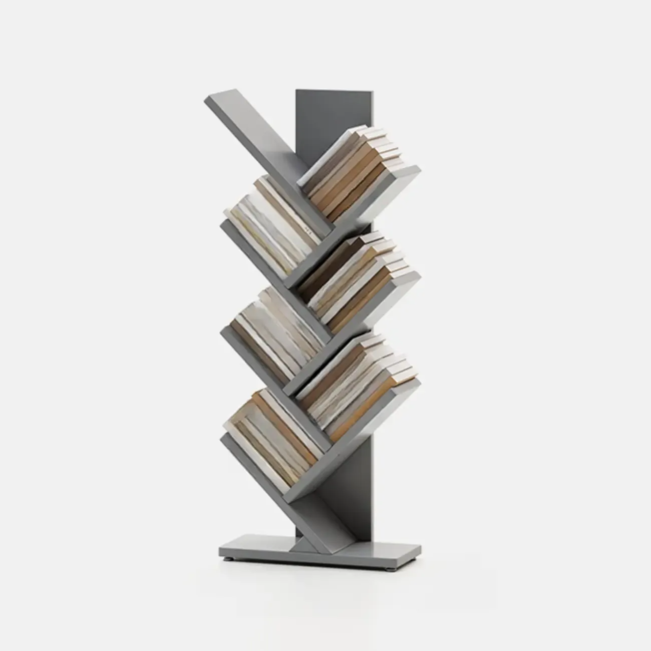 Black Wood Tree-Shaped Vertical Display Bookcase Image - 13