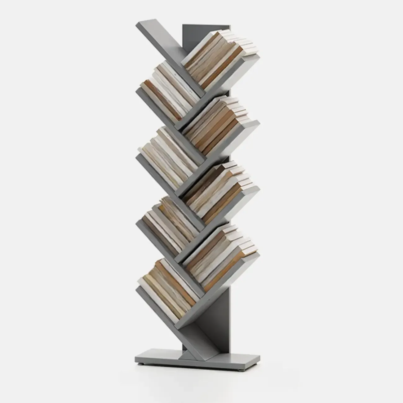 Black Wood Tree-Shaped Vertical Display Bookcase Image - 14