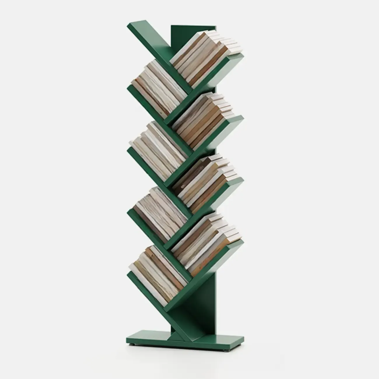 Black Wood Tree-Shaped Vertical Display Bookcase Image - 20