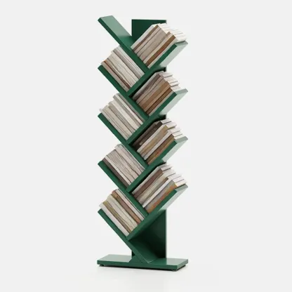 Black Wood Tree-Shaped Vertical Display Bookcase Image - 20