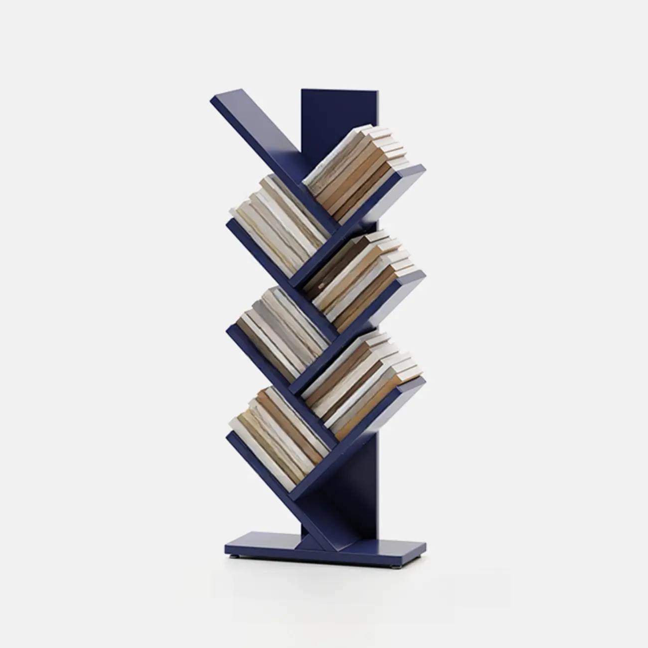 Black Wood Tree-Shaped Vertical Display Bookcase Image - 22 | homeyfad