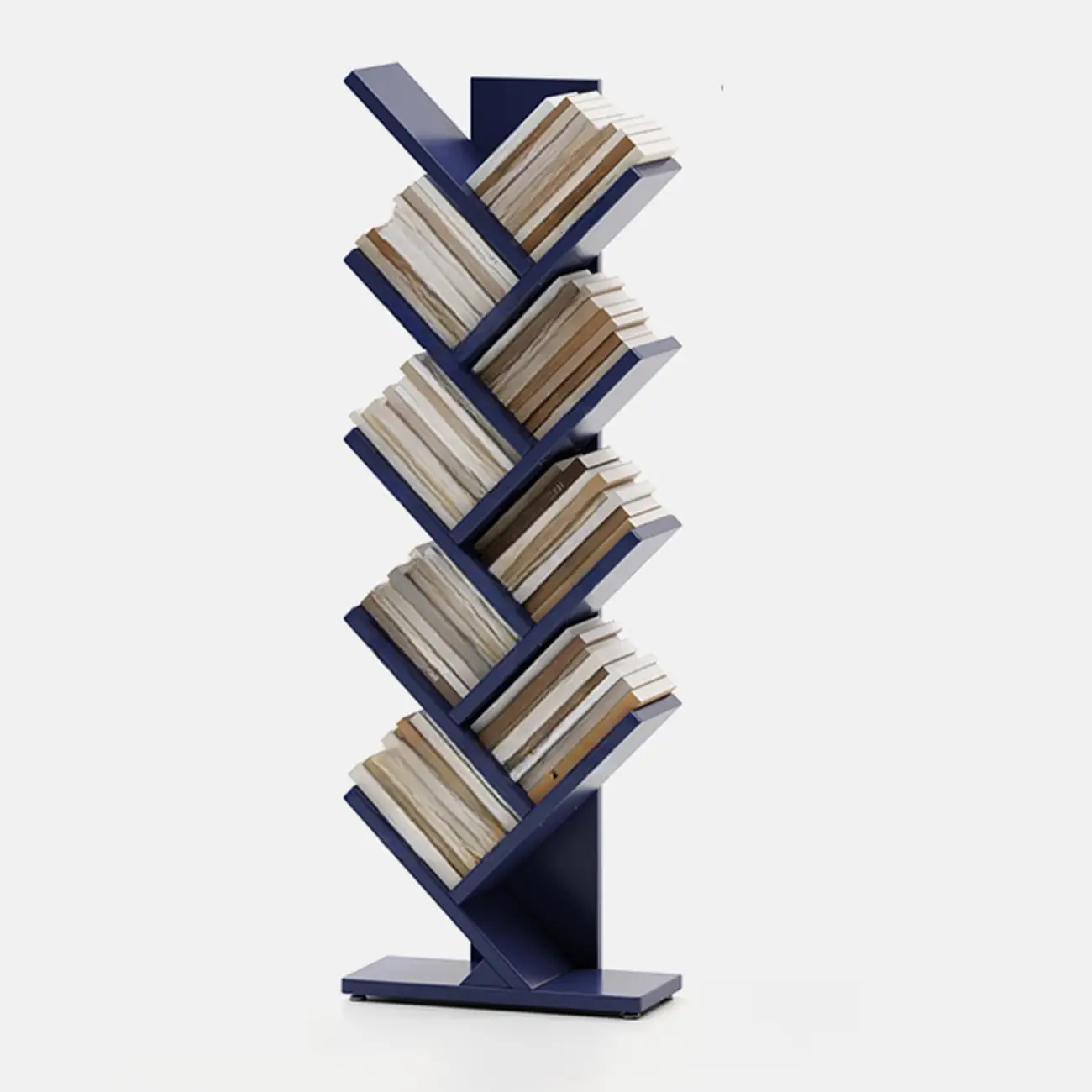 Black Wood Tree-Shaped Vertical Display Bookcase Image - 23 | homeyfad