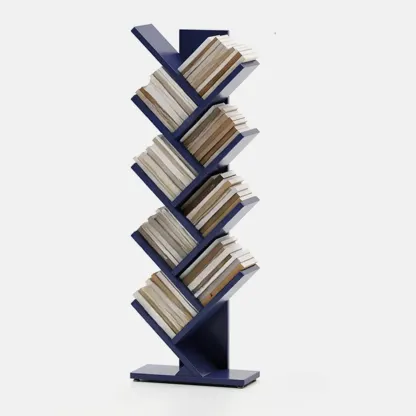 Black Wood Tree-Shaped Vertical Display Bookcase Image - 23