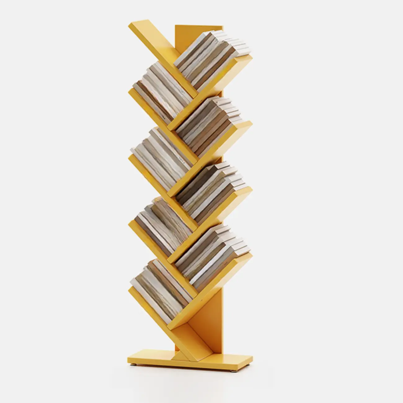 Black Wood Tree-Shaped Vertical Display Bookcase Image - 26 | homeyfad