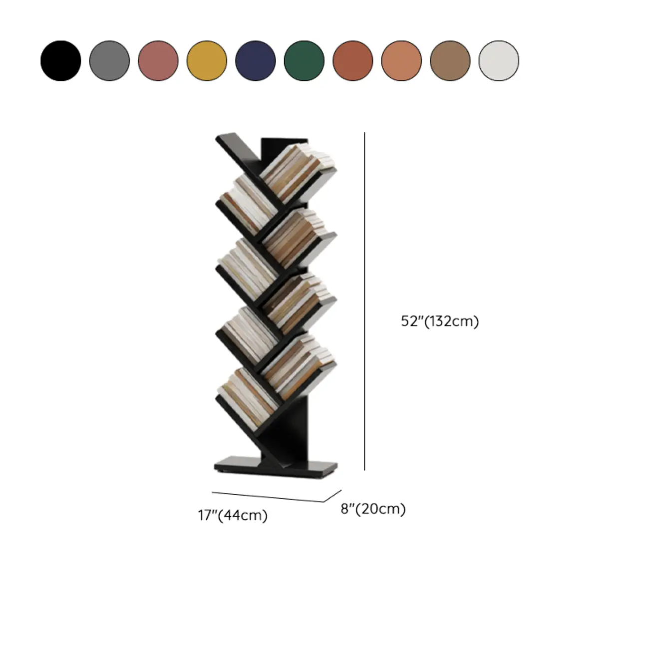 Black Wood Tree-Shaped Vertical Display Bookcase Image - 37 | homeyfad