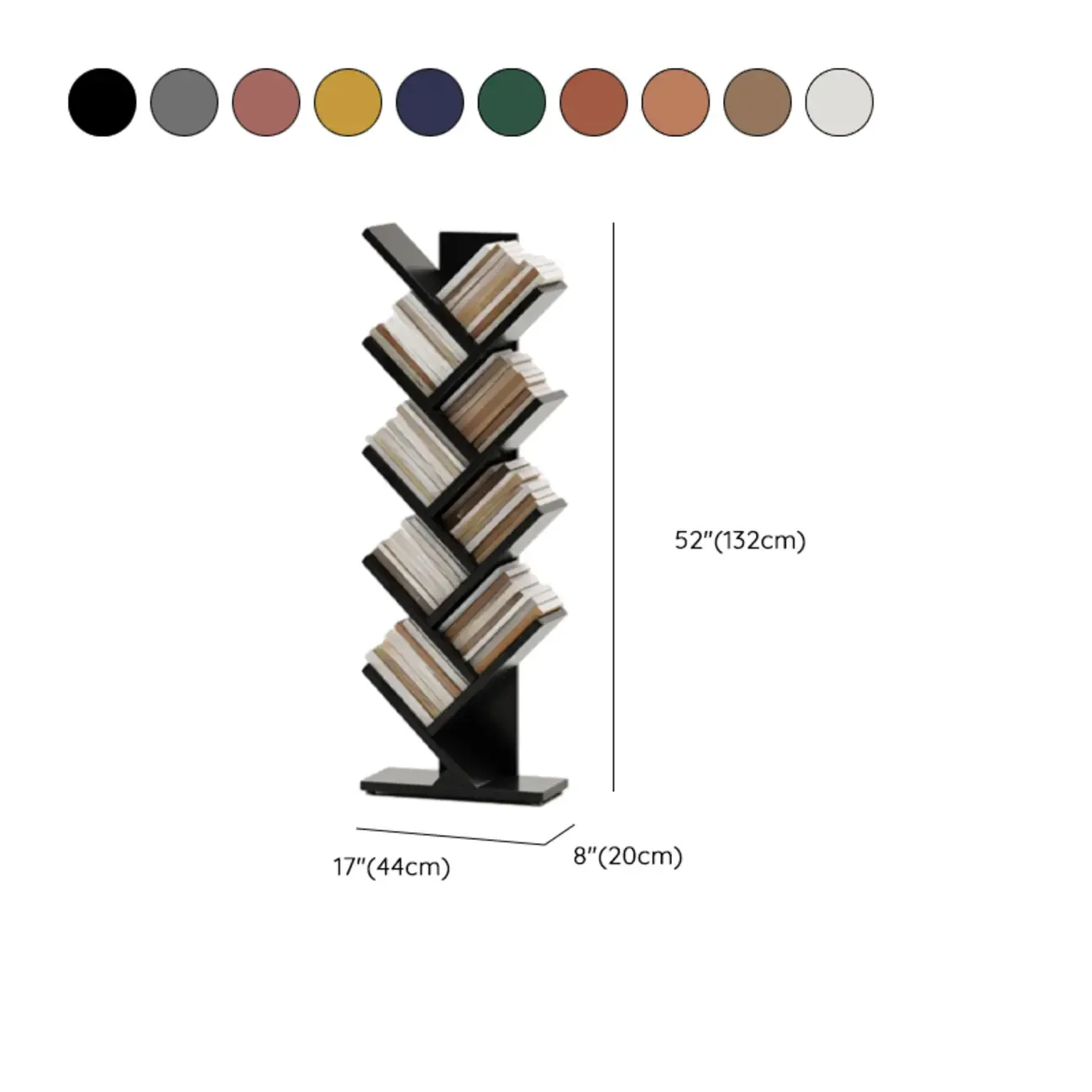 Black Wood Tree-Shaped Vertical Display Bookcase Image - 37