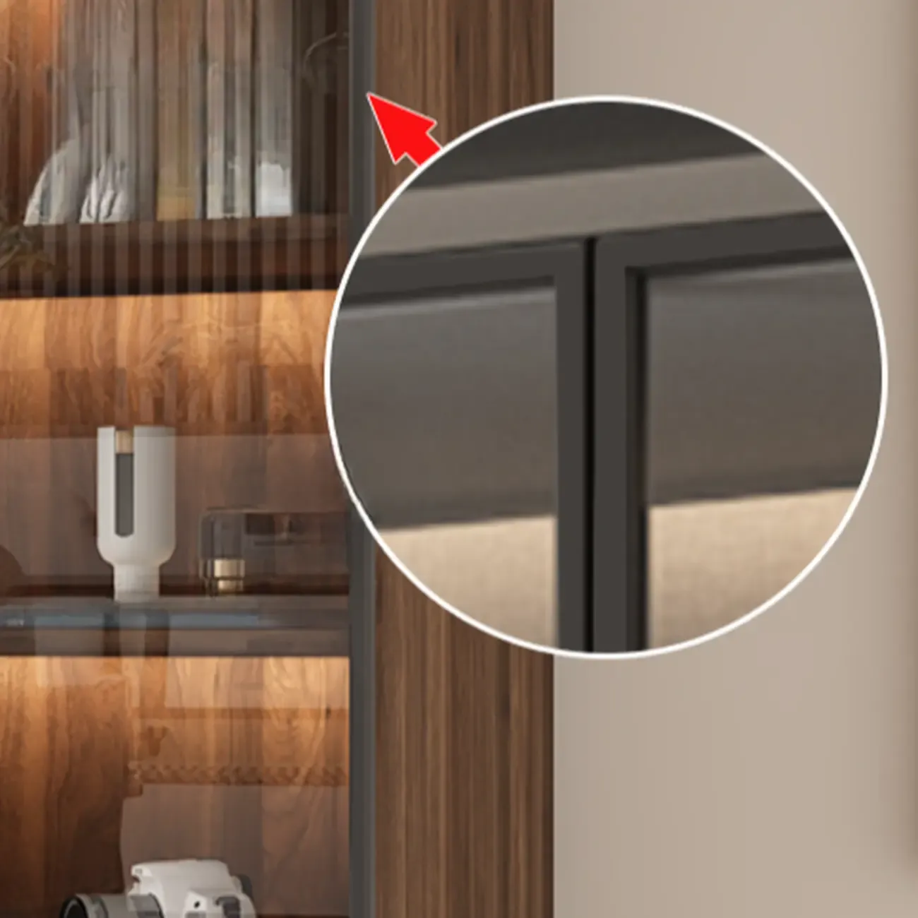 Modern Glass Door Walnut Wooden 5-Shelf Bookcase Image - 4