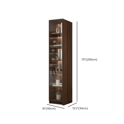 Modern Glass Door Walnut Wooden 5-Shelf Bookcase #size