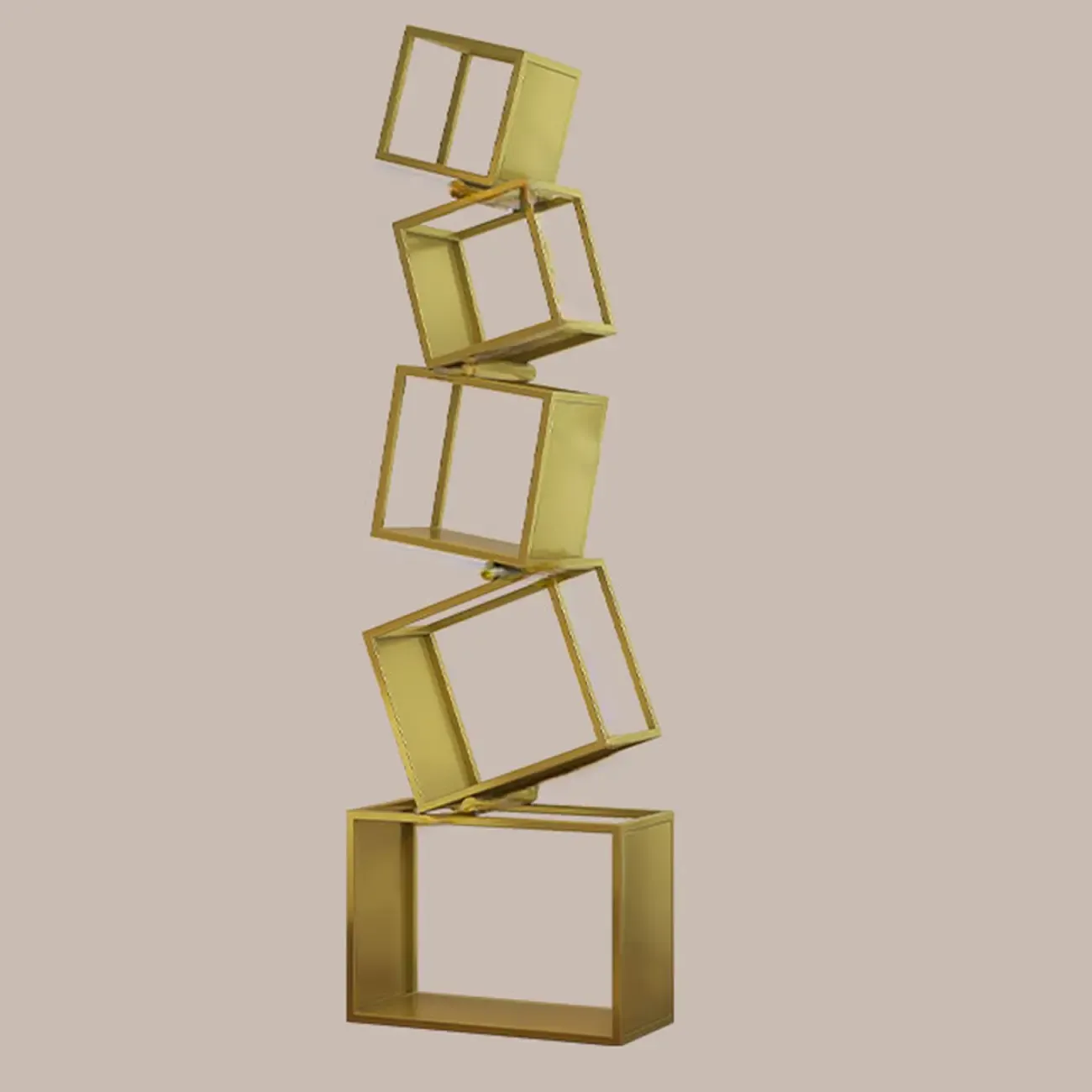 73"H Black Metal Geometric Open Cube Bookcase Image - 5