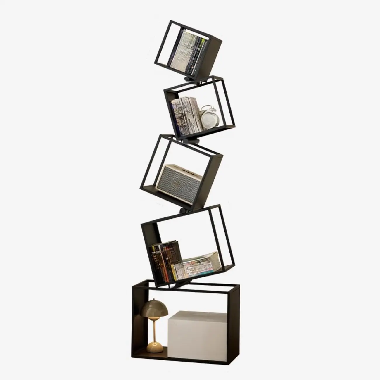 73"H Black Metal Geometric Open Cube Bookcase Image - 7 | homeyfad