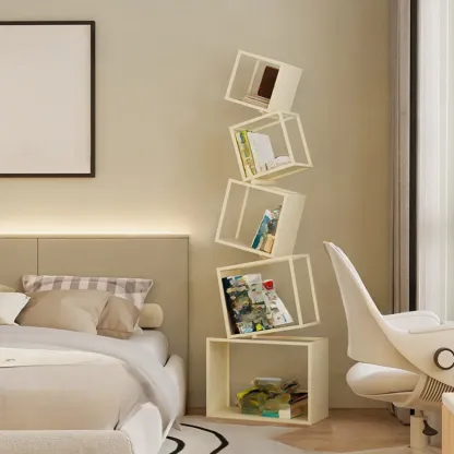 73"H Black Metal Geometric Open Cube Bookcase Image - 8