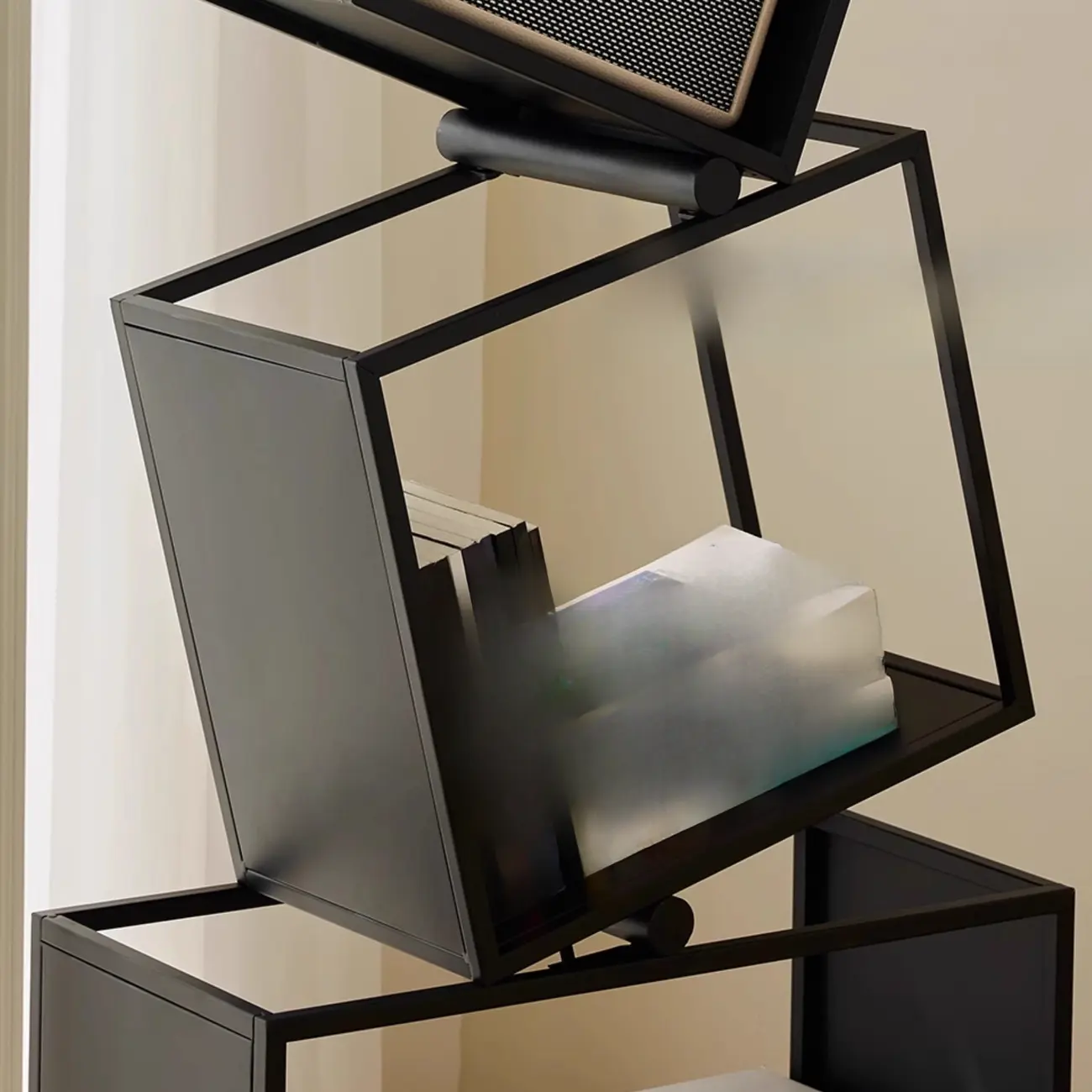 73"H Black Metal Geometric Open Cube Bookcase Image - 10 | homeyfad