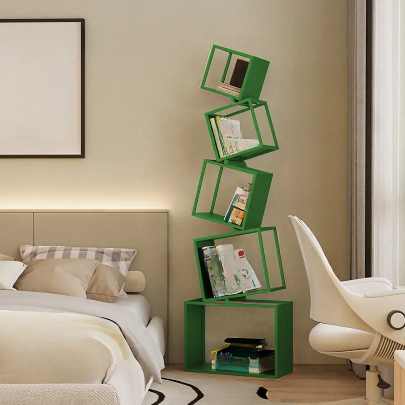 73"H Black Metal Geometric Open Cube Bookcase Image - 11 | homeyfad