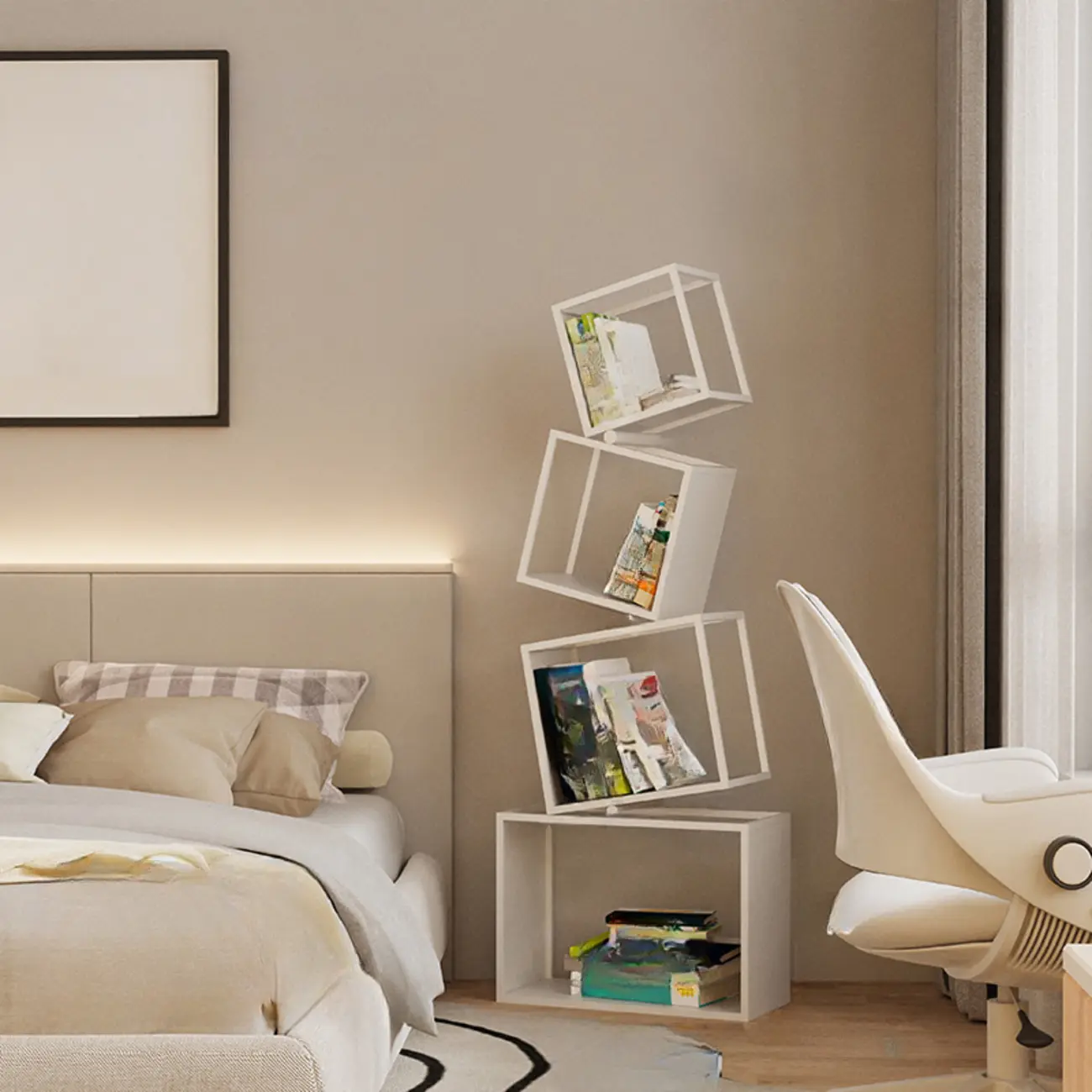 73"H Black Metal Geometric Open Cube Bookcase Image - 15 | homeyfad