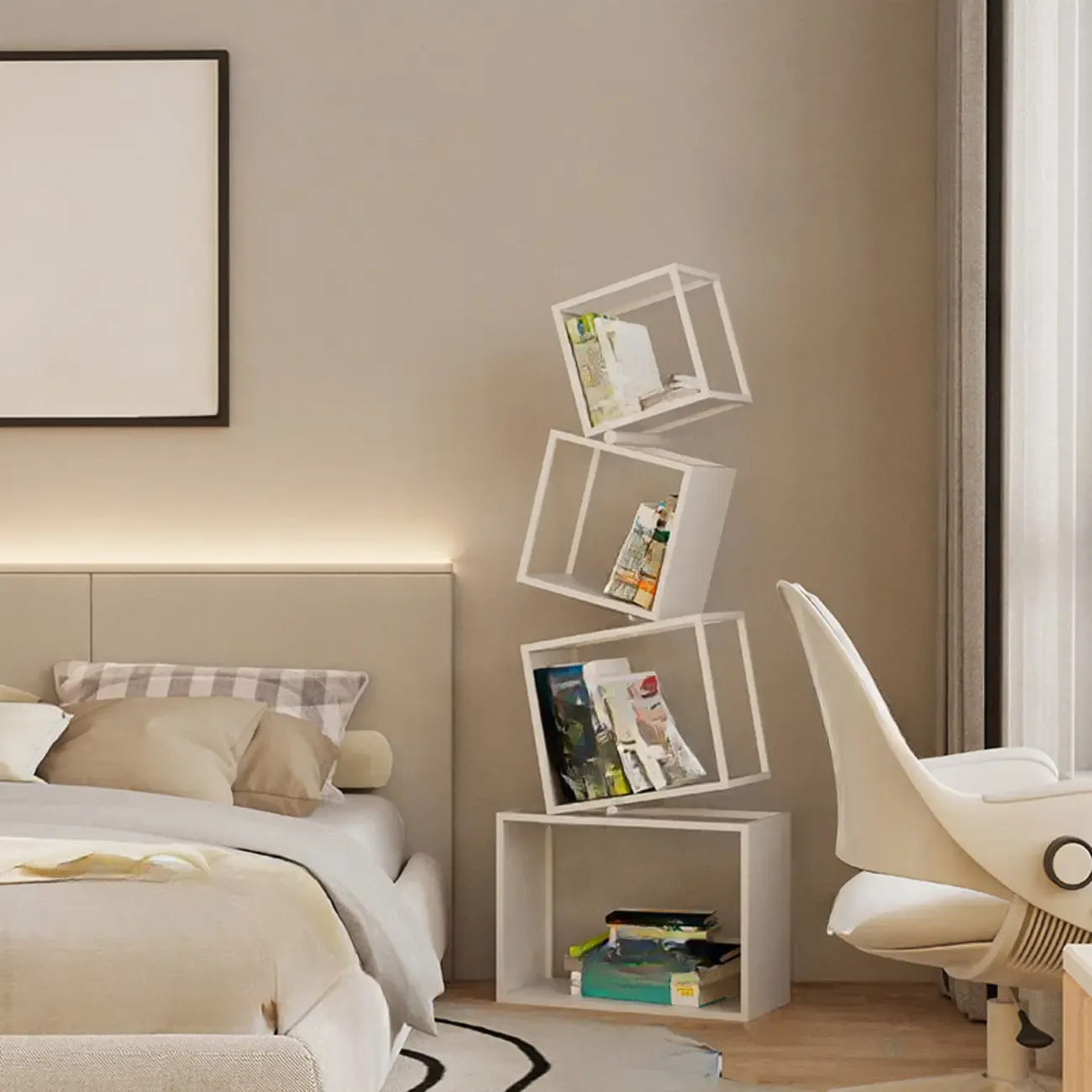 73"H Black Metal Geometric Open Cube Bookcase Image - 15