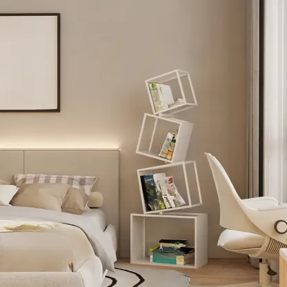 73"H Black Metal Geometric Open Cube Bookcase Image - 15