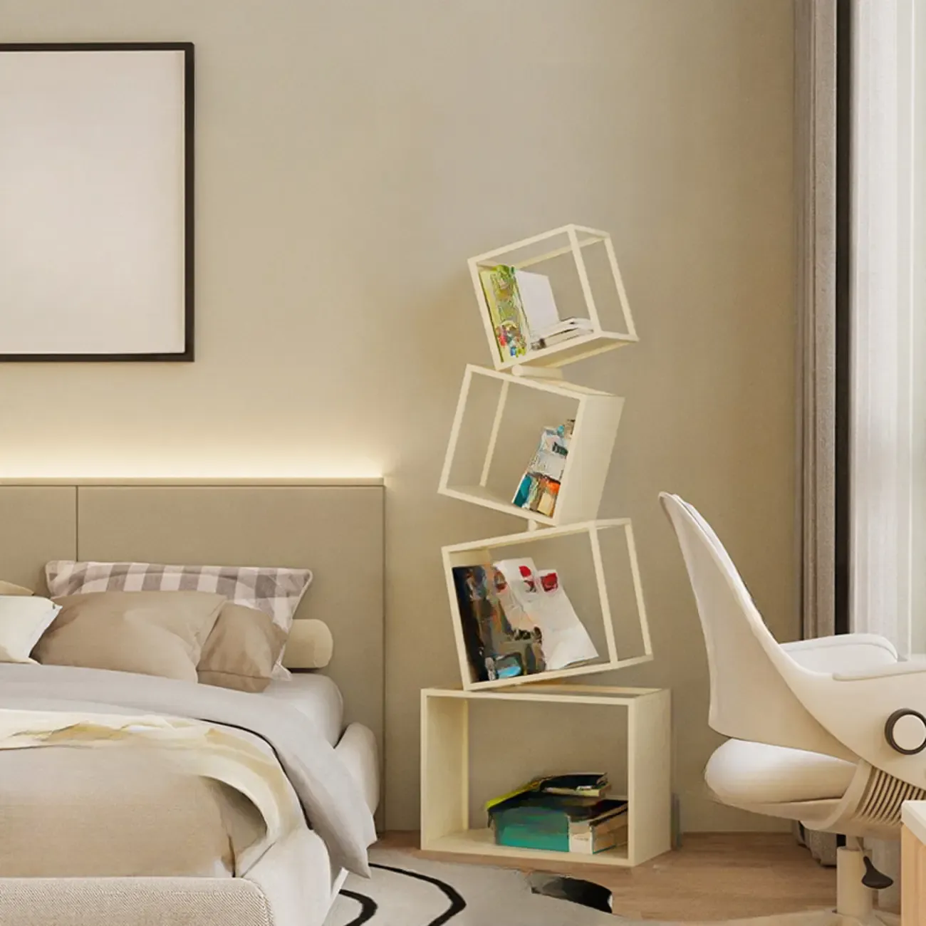 73"H Black Metal Geometric Open Cube Bookcase Image - 16