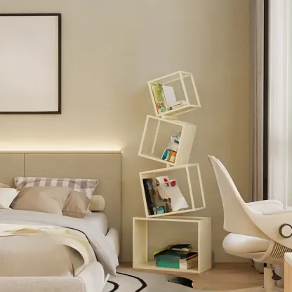 73"H Black Metal Geometric Open Cube Bookcase Image - 16