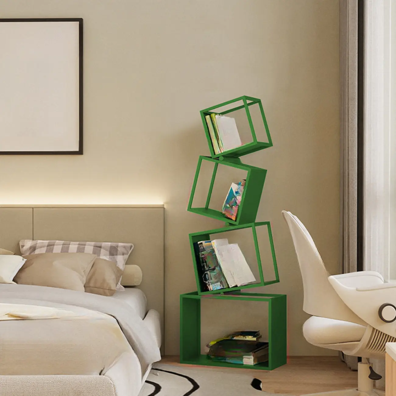 73"H Black Metal Geometric Open Cube Bookcase Image - 17 | homeyfad