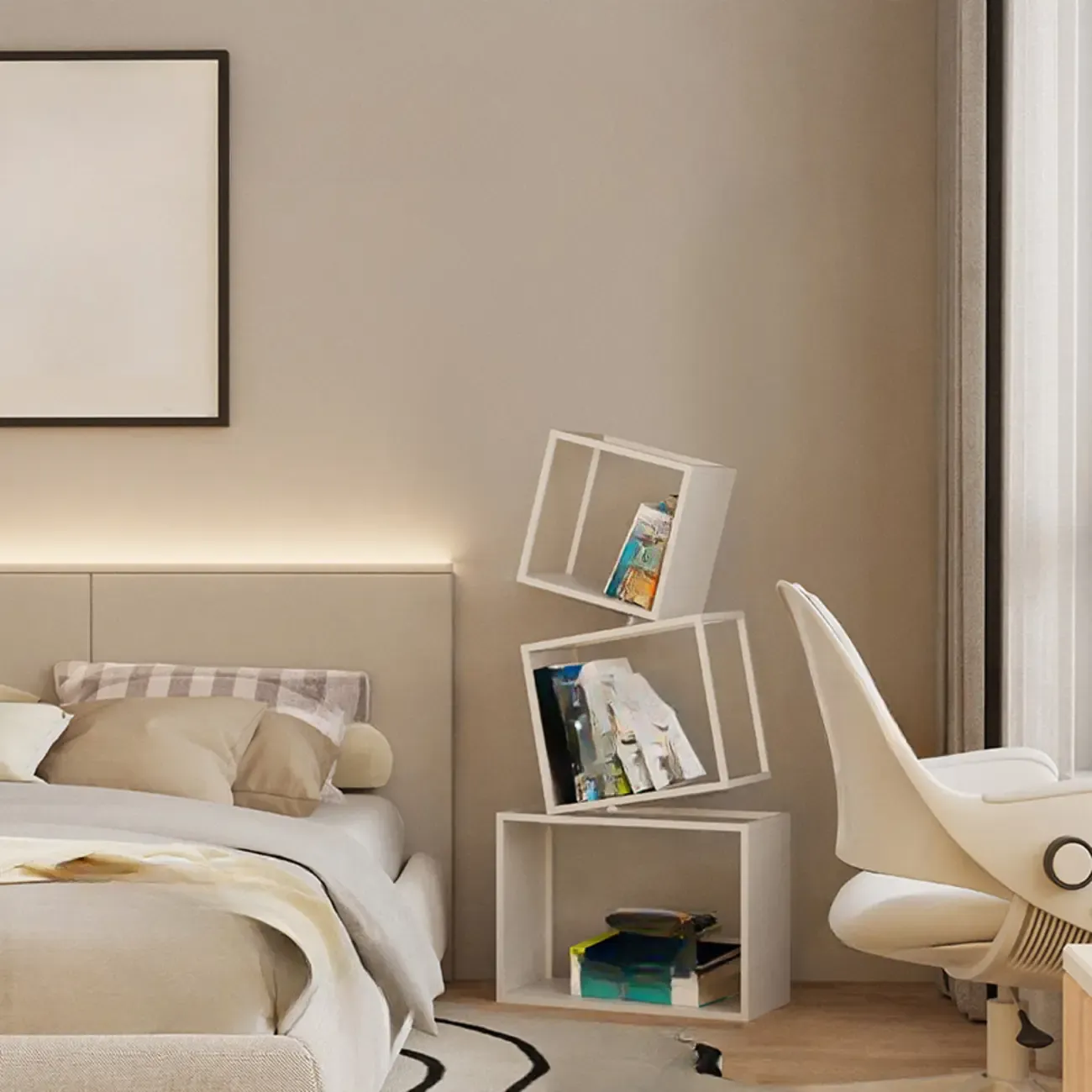 73"H Black Metal Geometric Open Cube Bookcase Image - 20