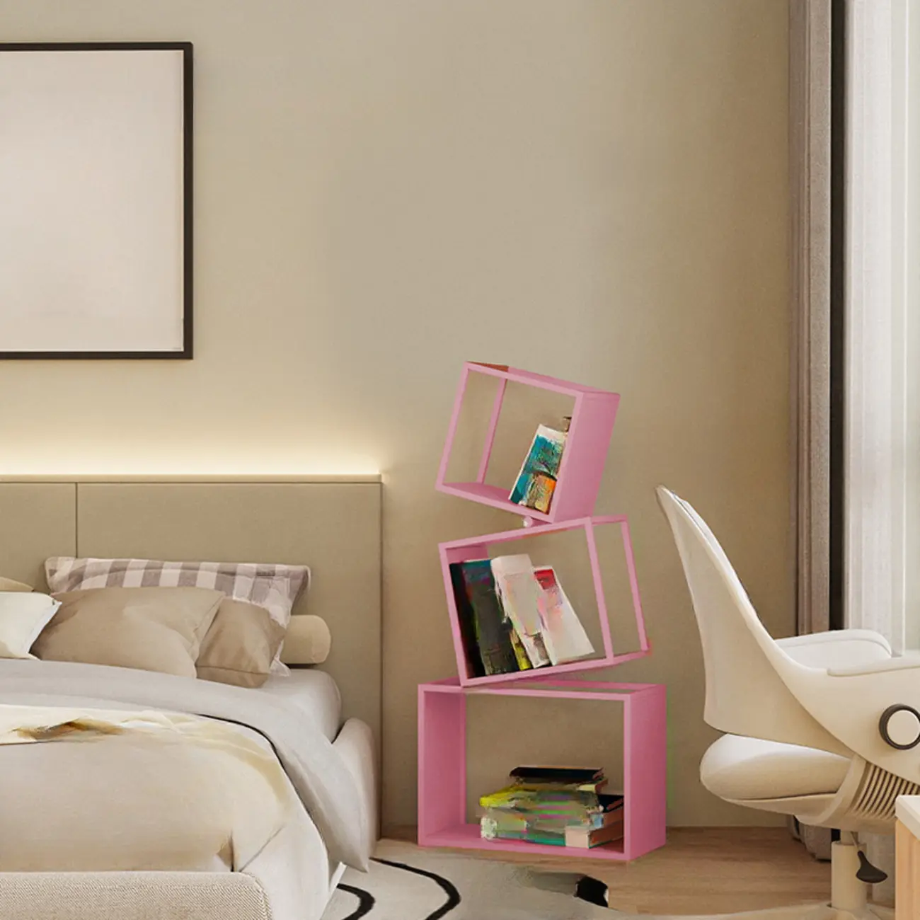 73"H Black Metal Geometric Open Cube Bookcase Image - 24 | homeyfad