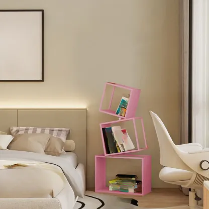 73"H Black Metal Geometric Open Cube Bookcase Image - 24