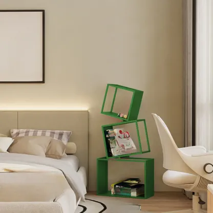 73"H Black Metal Geometric Open Cube Bookcase Image - 25