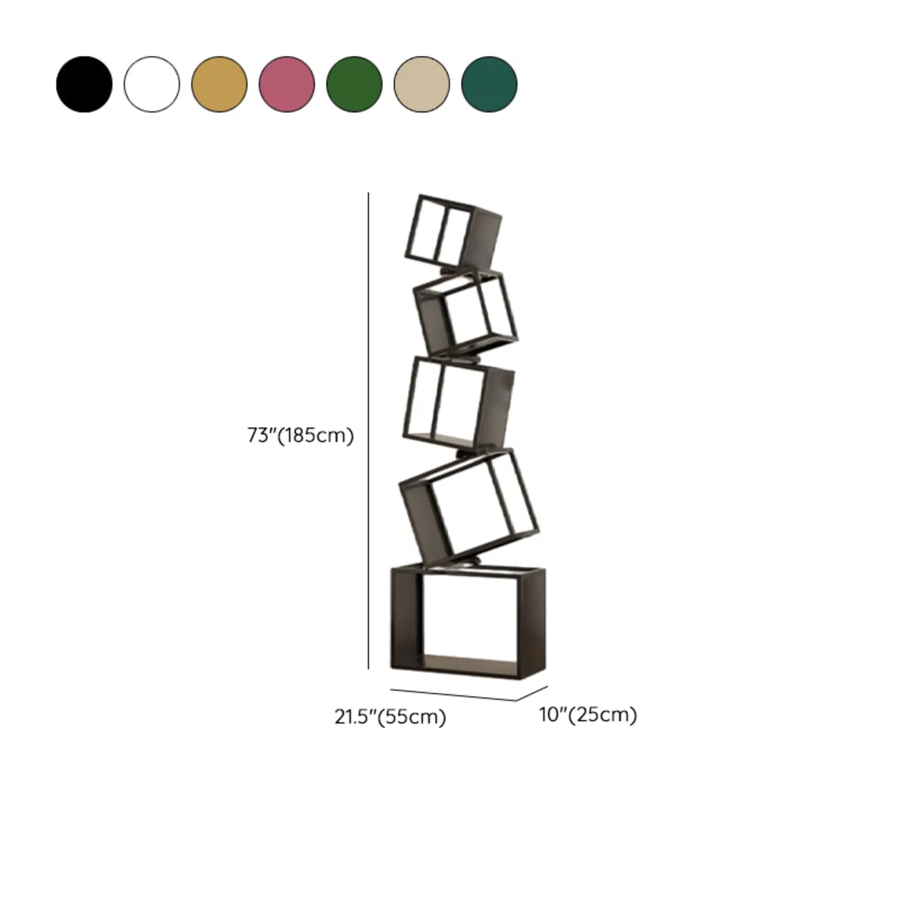 73"H Black Metal Geometric Open Cube Bookcase #size | homeyfad