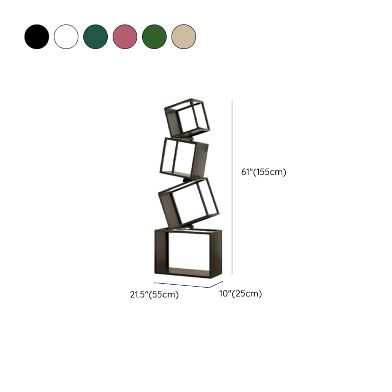 73"H Black Metal Geometric Open Cube Bookcase Image - 29