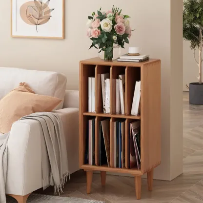 Vertical White Wood Multi-shelves Display Bookcase Image - 2