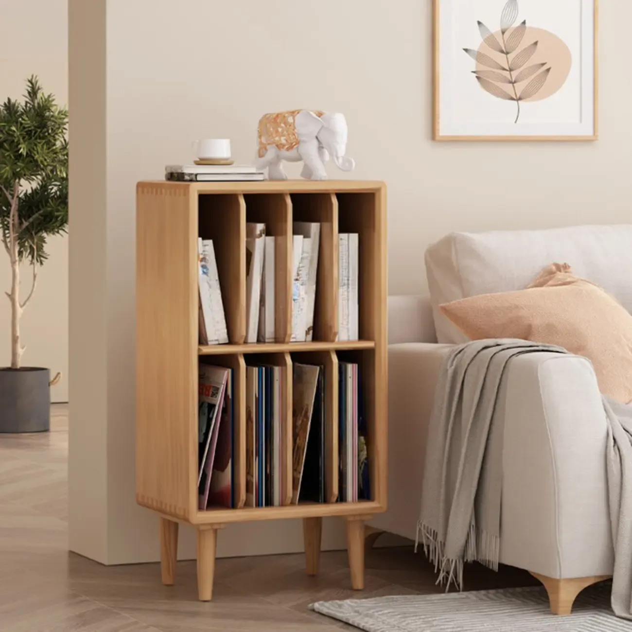 Vertical White Wood Multi-shelves Display Bookcase Image - 4