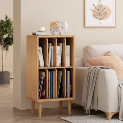 Vertical White Wood Multi-shelves Display Bookcase Image - 4