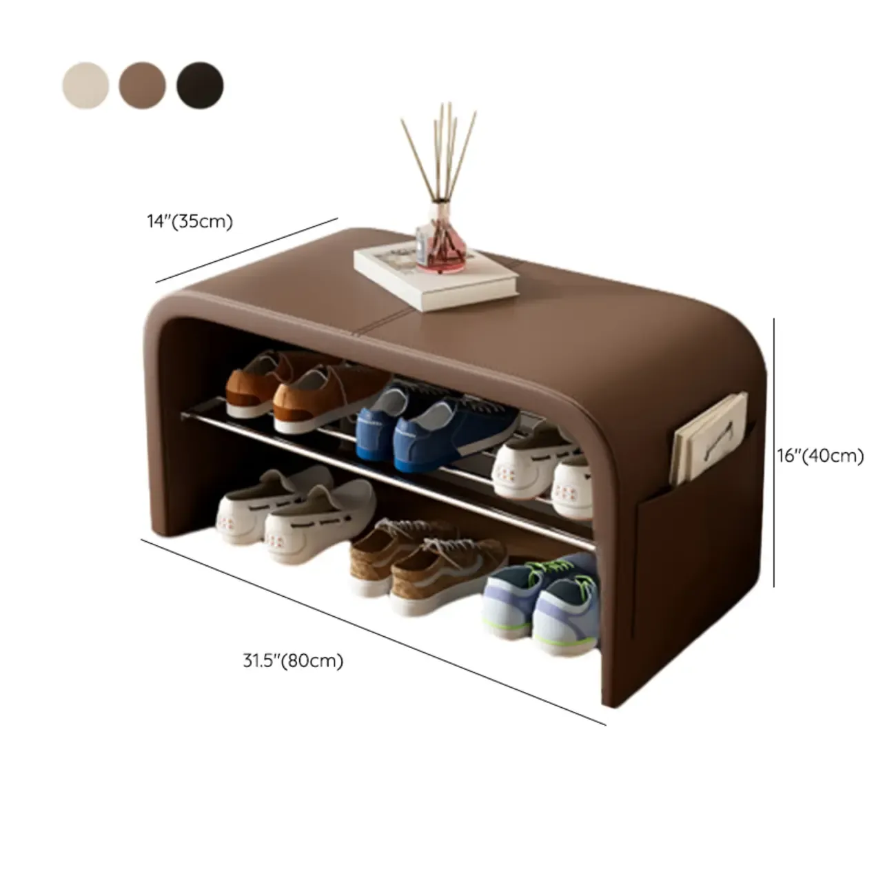 Minimalist Square Cushioned Metal Storage Entryway Bench Image - 20