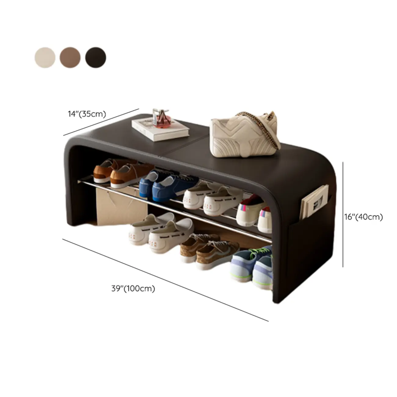 Minimalist Square Cushioned Metal Storage Entryway Bench Image - 21 | homeyfad