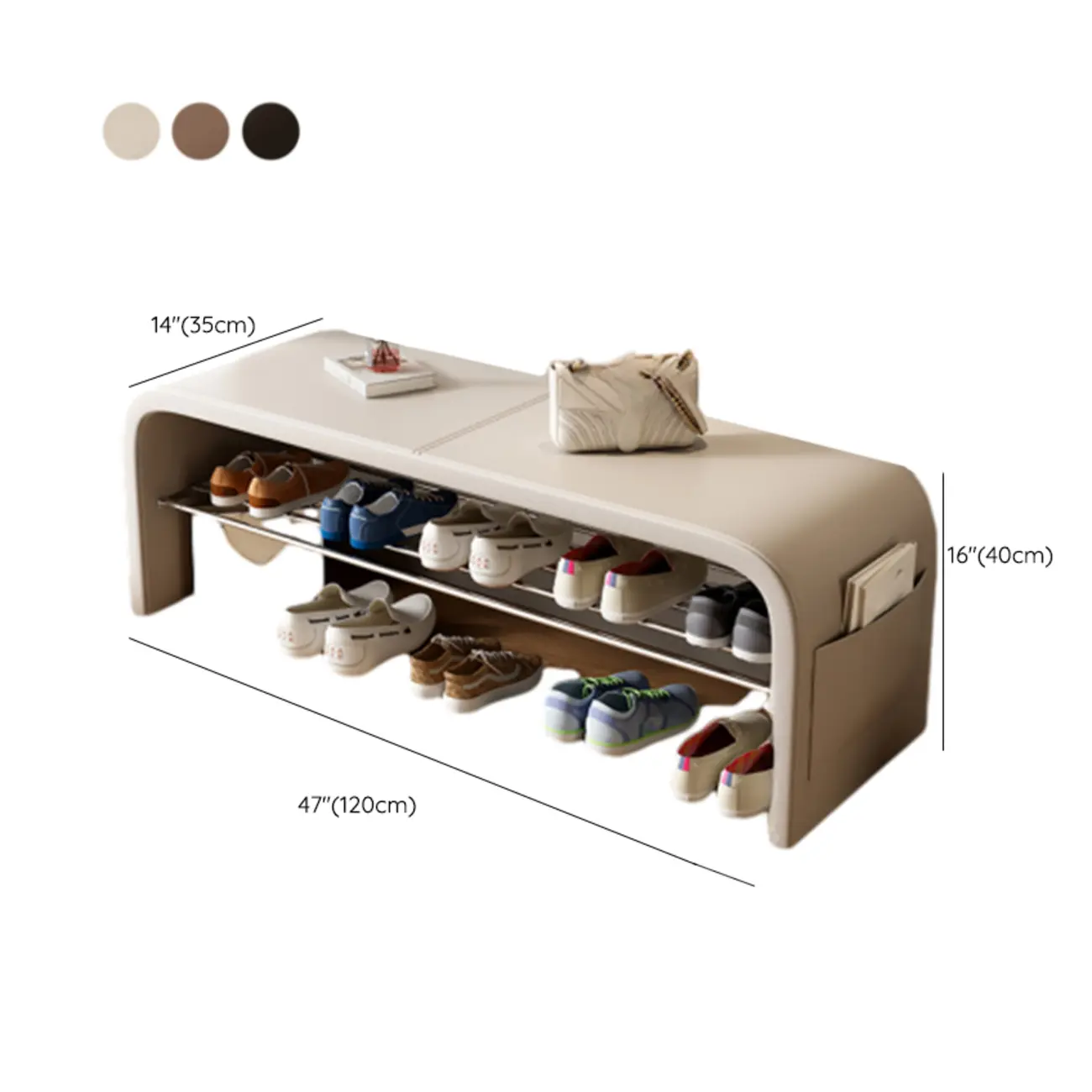 Minimalist Square Cushioned Metal Storage Entryway Bench Image - 22 | homeyfad