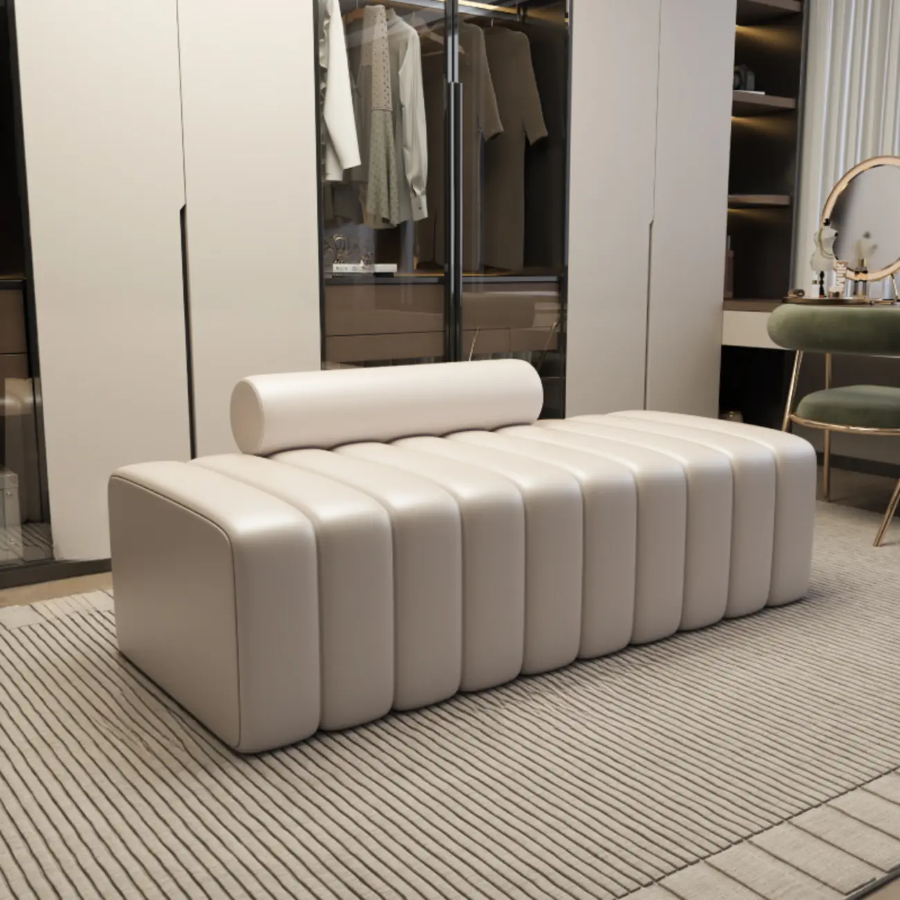 Elegance Flannel Upholstered Entryway Bench with Storage Image - 8 | homeyfad