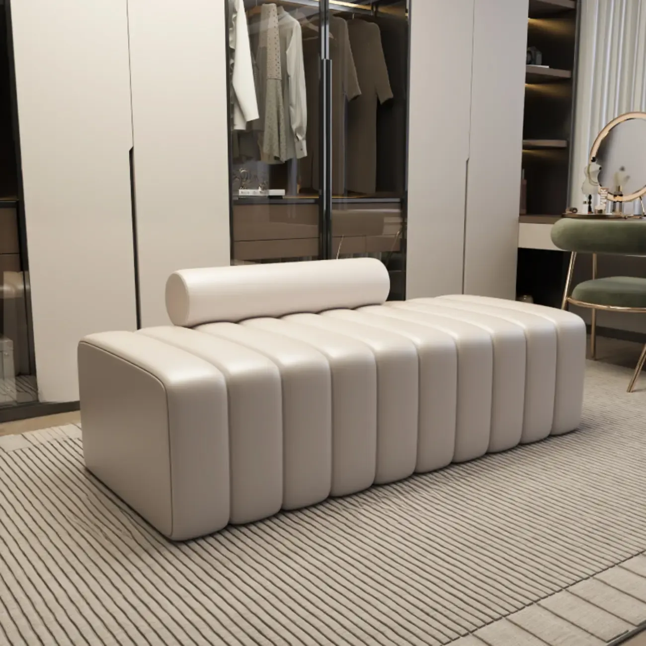 Elegance Flannel Upholstered Entryway Bench with Storage Image - 8